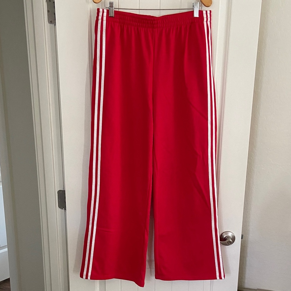 Brand New Women’s Red Track Pants with White Stripes